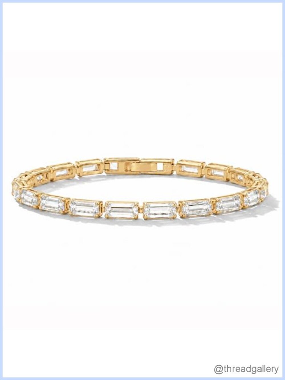 18K Gold Plated Emerald Cut Cubic Zirconia Tennis Bracelet